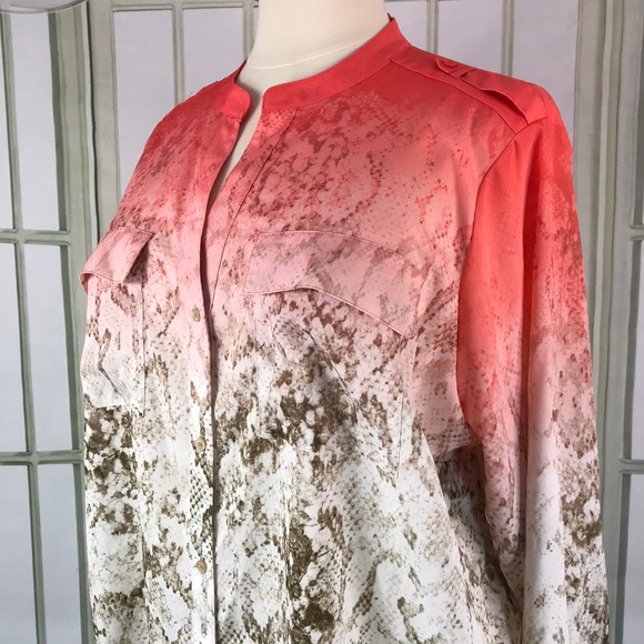 Calvin Klein Womens Blouse Button Front Mock Neck - Picture 3 of 8